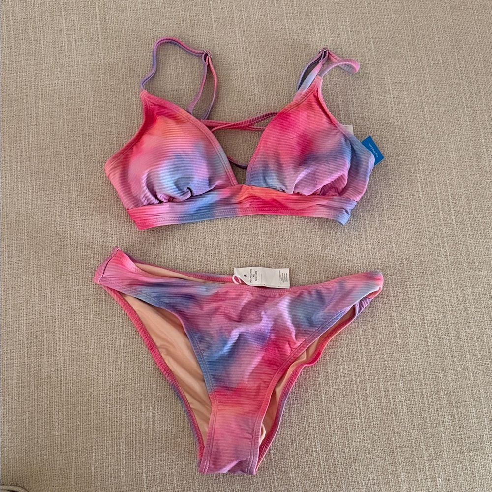 NWT Cupshe Pink and Purple Tie-Dye Bikini